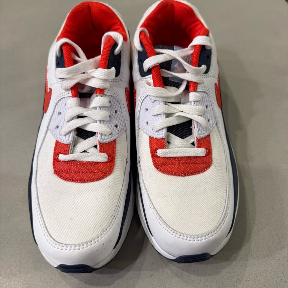 Nike Air Max 90 Red, White and Navy Blue Sneakers women’s size 8.5 men’s 7 - Picture 2 of 4